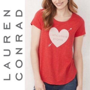 NWT LC Lauren Conrad cancelled plans red Valentine's  Heart shirt
